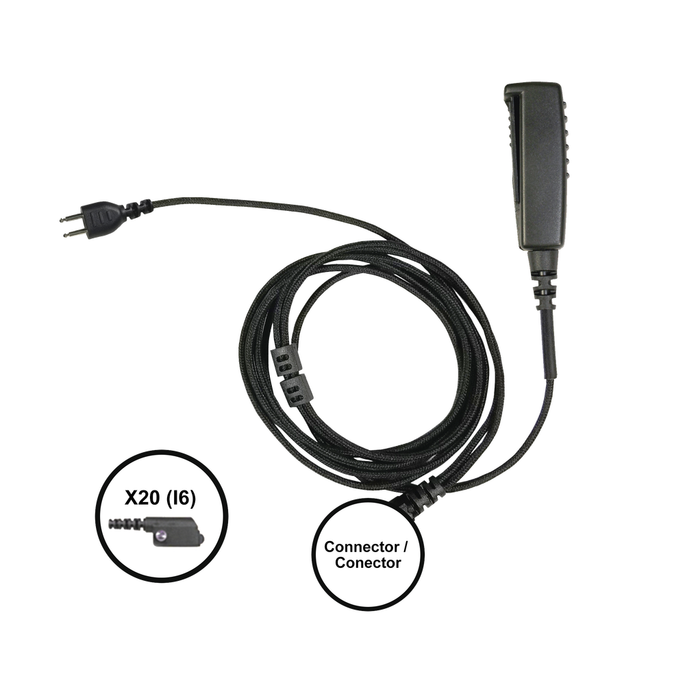 Cable para Micrófono Audífono / Conector P-Snap 2 Hilos / Fibra Trenzada / Compatible Icom IC-F3216/4261/52D/62D/3400/4400 | SIERRA STORE