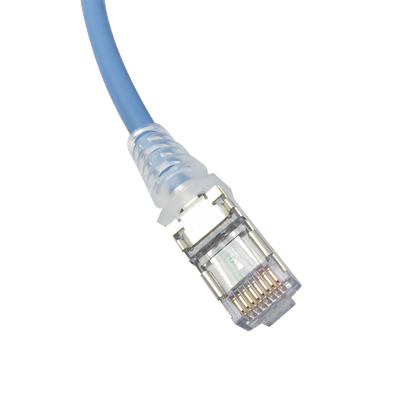 Patch Cord Skinny Cat6A Blindado S/FTP, 2.13 Metros (7 Pies), Diámetro Reducido 28 AWG, Color Azul SIEMON - Vista 4