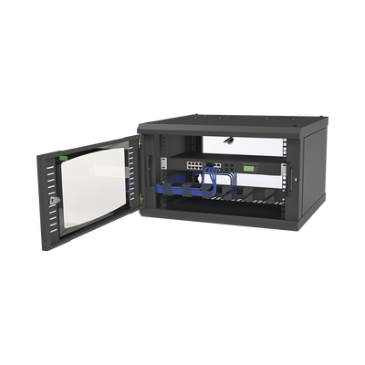 Gabinete para Montaje en Pared, con Puerta de Cristal Templado, Cuerpo Fijo, con 6 Unidades de Rack, de 19in, Fabricado en...