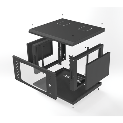 Gabinete para Montaje en Pared, con Puerta de Cristal Templado, Cuerpo Fijo, con 6 Unidades de Rack, de 19in, Fabricado en...