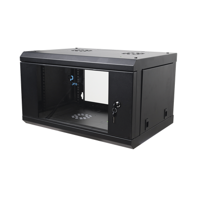 Gabinete de Pared de 6U con Puerta de Cristal Templado, 455 mm de Profundidad Total, Rack de 19in, Acero Reforzado Color N...