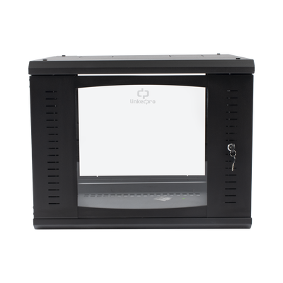 Gabinete Abatible de Pared (Con Marco Trasero) con Rack 19" de 9 Unidades. Ventana de Cristal Templado. - LINKEDPRO BY EPCOM