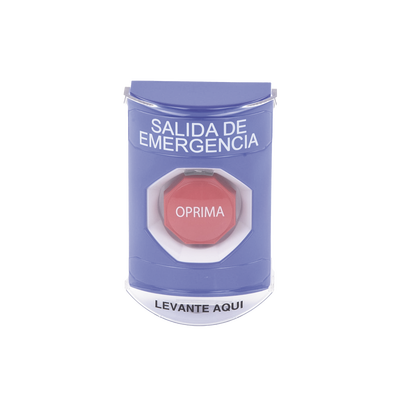 Botón de Salida de Emergencia, Texto en Español, Tapa Protectora de Policarbonato Súper Resistente, Restablecimiento con L...