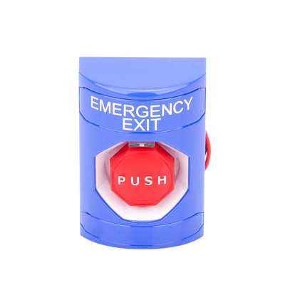 Botón De Salida De Emergencia Con Bocina De Advertencia Integrada, Interior/Exterior, Texto En Ingles, Tapa Protectora De ...