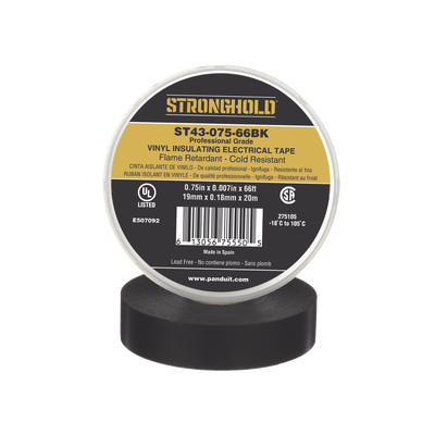 Cinta Eléctrica STRONGHOLD para Aislar, de PVC, Uso Profesional en Construcción Eléctrica, Grosor 0.18mm (7 mil), Ancho 19...