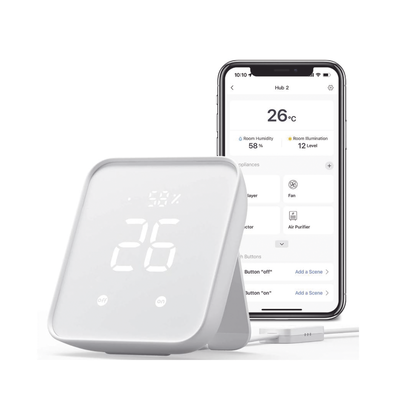 KIT Controlador HUB principal para dispositivos SwitchBot, Señal Wifi y BLUETOOTH, incluye 2 pulsadores y 1 control remoto...