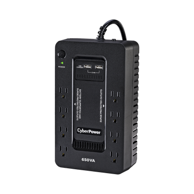 UPS de 650 VA/390 W, Topología Standby con Modo Ahorrador ECO, Entrada 120 Vca NEMA 5-15P, Con 8 Tomas NEMA 5-15R CYBERPOW...
