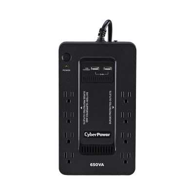 UPS de 650 VA/390 W, Topología Standby con Modo Ahorrador ECO, Entrada 120 Vca NEMA 5-15P, Con 8 Tomas NEMA 5-15R - CYBERP...