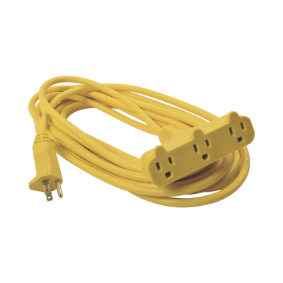 Extensión Eléctrica Tipo Abanico Uso Rudo 8 metros/ 127 V CA - 10 A Máximo / Color Amarilla. - SURTEK