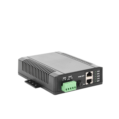 Controlador Solar POE, Entrada 12 Vcc Hasta un Panel Solar de 125 Watts, Salida PoE Pasivo en 48 Vcc Hasta 20 Watts Máximo...