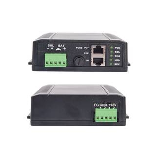 Controlador Solar POE, Entrada 24 Vcc Hasta dos Paneles Solares de 125 Watts (en Serie), Salida PoE Pasivo en 24 Vcc Hasta...