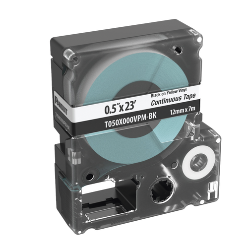 PANDUIT T050X000VPM-BK - Casete de Etiquetas de Vinilo / Cinta Continua / Negro Sobre Blanco / 12 mm x 7 m (0.5 in x 22.97 ft) /