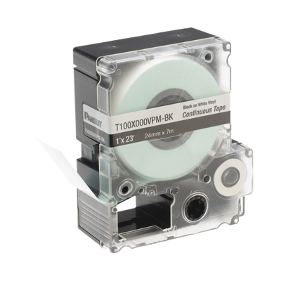 Casete de Etiquetas de Vinilo de Cinta Continua, Color Negro Sobre Blanco, Uso Interior/Exterior, 24 mm (0.94 Pulgadas) de...