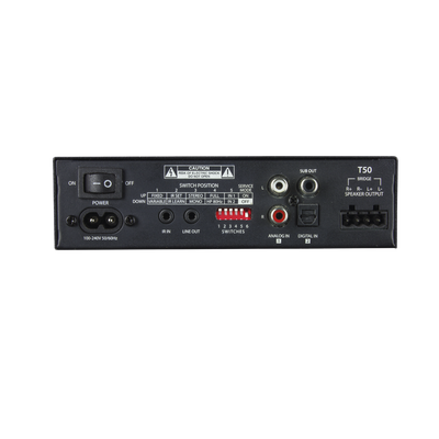 Amp Clase D | 2 Canales 50W | Con Aprendizaje IR | Salida Sub | Estéreo, Bridge, Múltiples Amplificadores | 4-8Ω TRUAUDIO ...