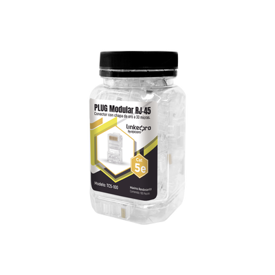Bote con 100 Piezas de Plug Modular RJ45 Cat5e sin Blindaje, Chapado de Oro a 30 Micras para Durabilidad Extrema - LINKEDP...