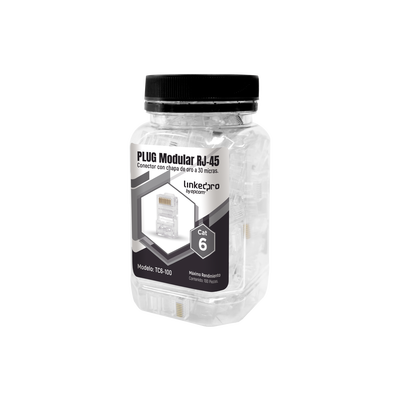 Bote con 100 Piezas de Plug Modular RJ45 Cat6 sin Blindaje, Chapado de Oro a 30 Micras para Durabilidad Extrema - LINKEDPR...