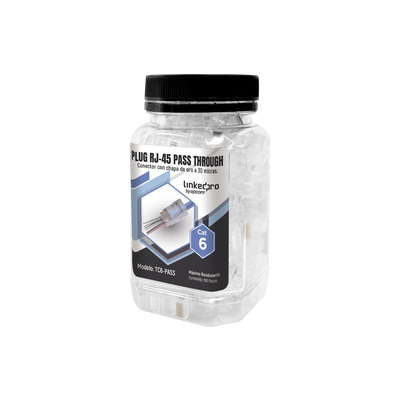 Bote con 100 Plugs Pass Through RJ45 Cat6 sin Blindaje, Chapado de Oro a 30 Micras para Durabilidad Extrema - LINKEDPRO BY...