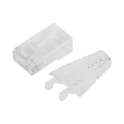 Bote con 50 Plugs Pass Through RJ45 Cat6 sin Blindaje, con Alivio de Tensión Incluido, Chapado de Oro a 30 Micras para Dur...