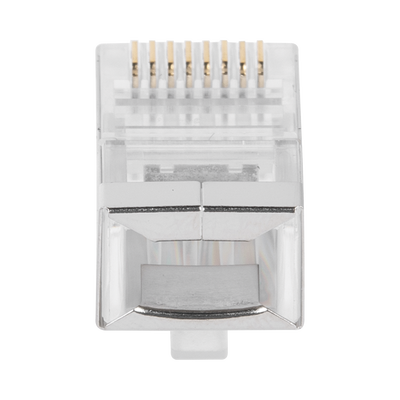 Bote con 100 Piezas de Plug Modular RJ45 Cat6 Blindado, Chapado de Oro a 30 Micras para Durabilidad Extrema SIN PIN de Tie...