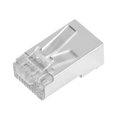 Bote con 100 Piezas de Plug Modular RJ45 Cat6 Blindado, Chapado de Oro a 30 Micras para Durabilidad Extrema SIN PIN de Tie...