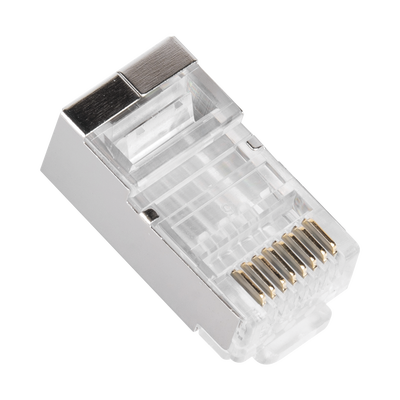 Bote con 100 Piezas de Plug Modular RJ45 Cat6 Blindado, Chapado de Oro a 30 Micras para Durabilidad Extrema SIN PIN de Tie...