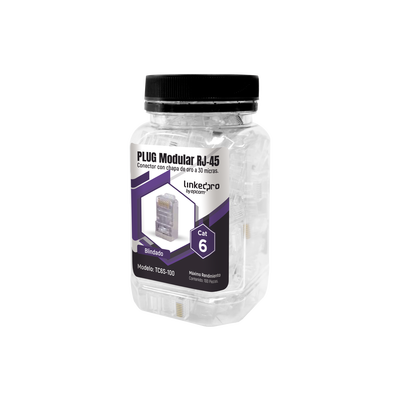 Bote con 100 Piezas de Plug Modular RJ45 Cat6 Blindado, Chapado de Oro a 30 Micras para Durabilidad Extrema SIN PIN de Tie...