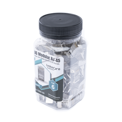 Bote con 100 Piezas de Plug Modular RJ45 Cat6 Blindado con Pin de Tierra, Chapado de Oro a 30 Micras para Durabilidad Extr...