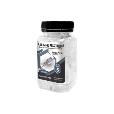 Bote con 100 Plugs Pass Through RJ45 Cat6 Blindado Chapado de Oro a 30 Micras para Durabilidad Extrema - LINKEDPRO BY EPCOM