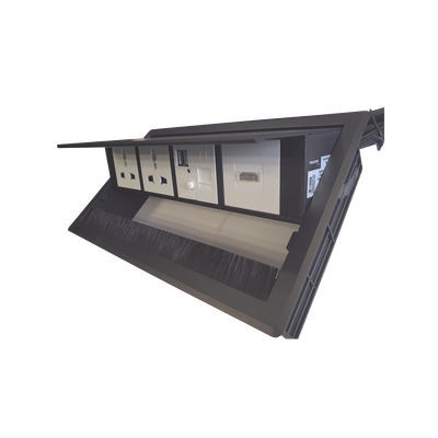 Caja Horizontal Tipo Hub para Escritorio Color Negro, con 1 Puerto HDMI Hembra-Hembra, 1 Puerto RJ45 Cat6, 2 Puertos USB (...