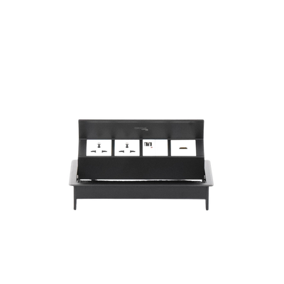 Caja Horizontal Tipo Hub para Escritorio Color Negro, con 1 Puerto HDMI Hembra-Hembra, 1 Puerto RJ45 Cat6, 2 Puertos USB (...