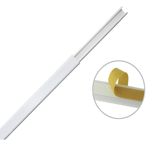 Canaleta color blanco de PVC auto extinguible, de una vía, 12 x 8 mm tramo de 6 pies con cinta adhesiva (5000-21252) - THO...