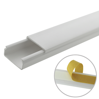 Canaleta blanca de PVC auto extinguible, sin división, 20 x 10 mm, tramo de 6 pies, con cinta adhesiva (5101-21262) - THOR...