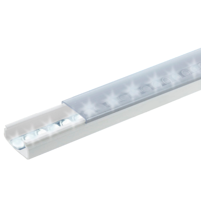Difusor para tira LED con tapa transparente de PVC auto extinguible, ideal para colocar iluminación, 20 x 10mm, tramo de 1...