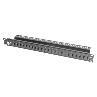 Patch Panel TERA-MAX Blindado de 24 Puertos, Modular (Vacío), Plano, Color Negro, 1UR SIEMON - Vista 2