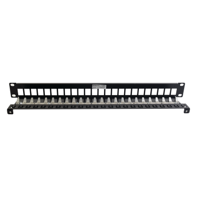 Patch Panel TERA-MAX Blindado de 24 Puertos, Modular (Vacío), Plano, Color Negro, 1UR SIEMON - Vista 3