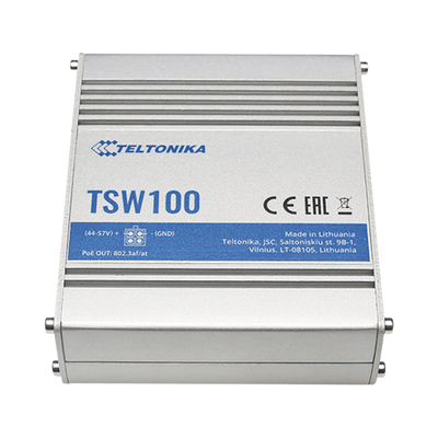 Switch Industrial No-Administrable 5 puertos Gigabit, PoE en 4 puertos 802.3af/at (120W) TELTONIKA - Vista 3