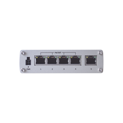 Switch Industrial No-Administrable 5 puertos Gigabit, PoE en 4 puertos 802.3af/at (120W) TELTONIKA - Vista 4
