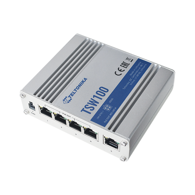 Switch Industrial No-Administrable 5 puertos Gigabit, PoE en 4 puertos 802.3af/at (120W) - TELTONIKA