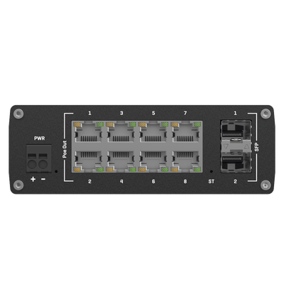 Switch Industrial Administrable L2, 8 puertos PoE 802.3af/at, Soporta Profinet TELTONIKA - Vista 2