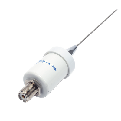 Antena marina VHF en látigo de acero inoxidable en rango de 156 a 163 MHz. Incluye cable de 4.5 m con conectores PL-259 in...