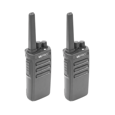 Par de radios TX500 VHF 136-174 MHz con 5 watts de potencia, 16 Canales Preconfigurados. - TXPRO