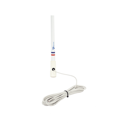 Antena marina VHF en fibra de vidrio en rango de 156 a 163 MHz, Incluye 4.5 metros de cable y conector PL-259 macho. TXPRO...