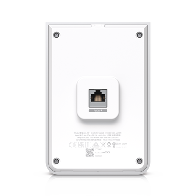 Access Point UniFi U6 In Wall/Montaje p/pared, WIFI 6 2.4 Y 5 Ghz, hasta 5.3 Gbps, 1 pto PoE In, 4 ptos secundarios (1 PoE...
