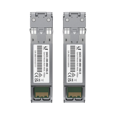 UFiber Módulo SFP+ 10G, transceptor MiniGibic MultiModo 10 Gbps, distancia 300m, conectores LC, paquete de 2 piezas UBIQUI...
