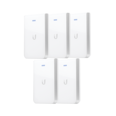 5 Access Point UniFI doble banda, cobertura 180°, MIMO 2x2 de pared para habitaciones de hotel. - UBIQUITI