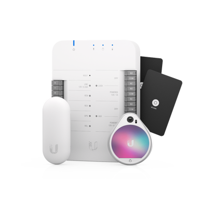 UniFi Access Kit de Inicio, con HUB, Reader Pro, Reader Lite y 20 tarjetas, para acceso a una sola puerta - UBIQUITI