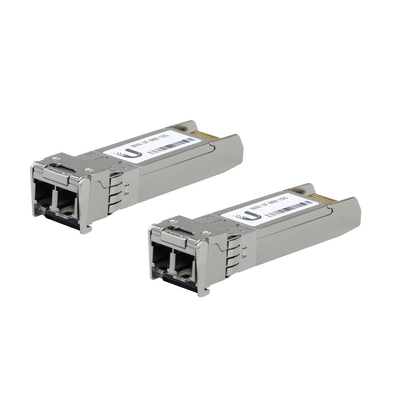 UFiber Módulo SFP+ 10G, transceptor MiniGibic MultiModo 10 Gbps, distancia 300m, conectores LC, paquete de 2 piezas - UBIQ...