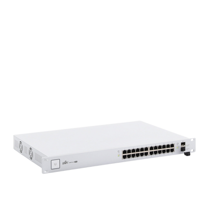 Switch PoE UniFi capa 2 Administrable de 26 puertos Gigabit (24 eth PoE y 2 SFP) 802.3 af/at / Pasivo 24V, 500 Watts, thro...