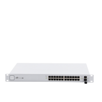 Switch PoE UniFi capa 2 Administrable de 26 puertos Gigabit (24 eth PoE y 2 SFP) 802.3 af/at / Pasivo 24V, 500 Watts, thro...