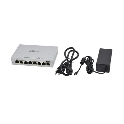 Switch UniFi Administrable capa 2 de 8 Puertos Gigabit (7 Ethernet y 1 PoE Pasivo 48V) UBIQUITI - Vista 4